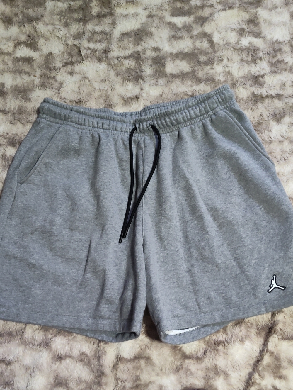 Jordan Men's Gray Athletic Shorts with Black Drawstring